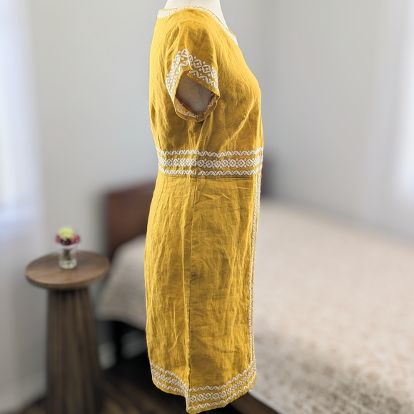 Boden Yellow Laura Linen Shift Dress Short Sleeve Summery Size 6 - Picture 7 of 13